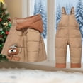 thumbnail image 2 of PXLKNZH Kids Down Jacket & Bib Pants Set Cartoon Sloth 2-Piece Snowsuit Winter Warm Ski Children Snow Outfit,Coffee,1 Years, 2 of 7