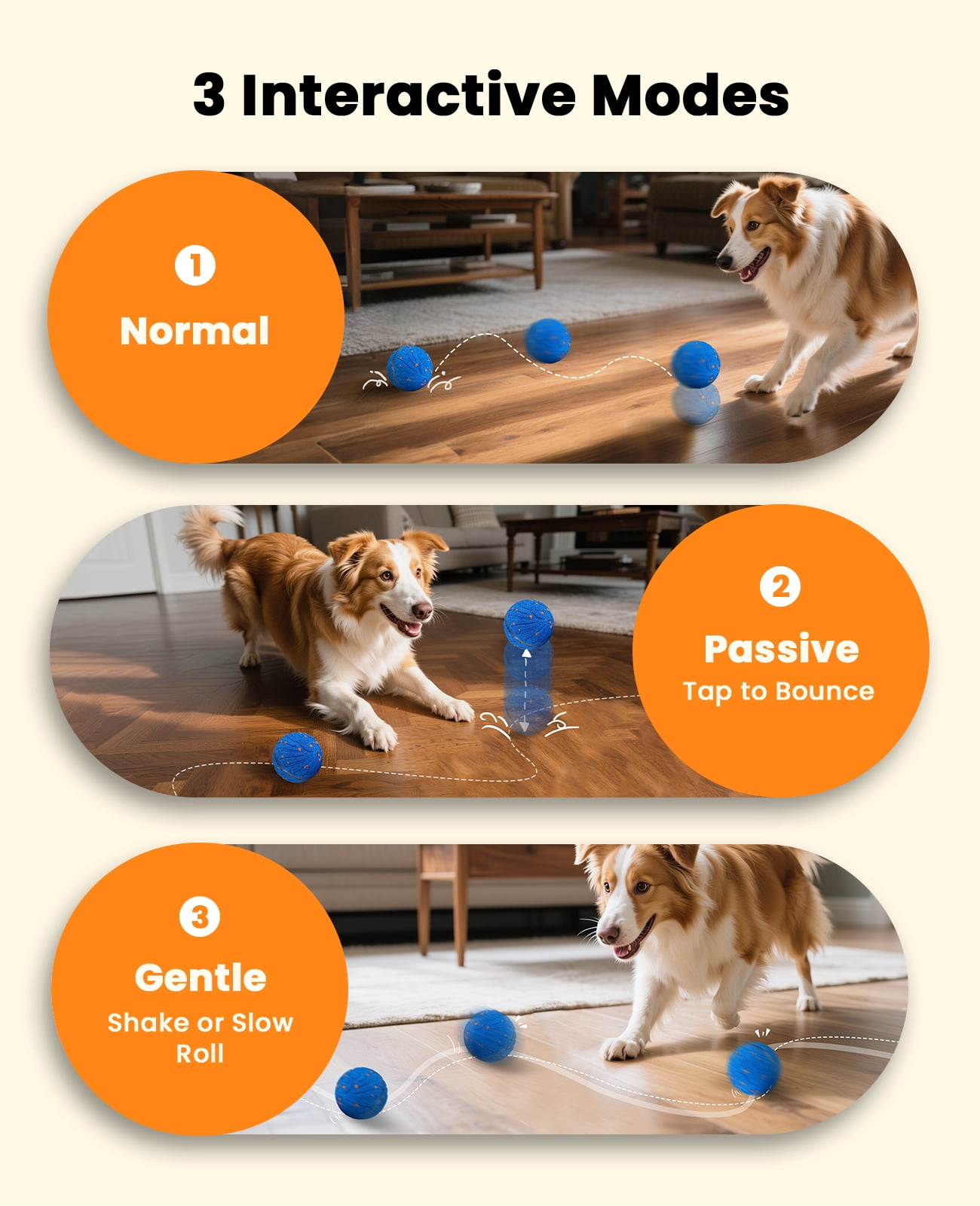 Xeuch Smart Interactive Dog Balls, Automatic Moving Ball for Medium and Large Dogs, ETPU New Material, Motion Activated Rolling & Rotating Bouncy Toy for Dog Enrichment & Stimulation, Blue