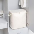 thumbnail image 2 of Ropa de cama suave de lona grande, bolsa organizadora de almacenamiento de ropa para armario, color beige, 2 of 5