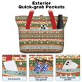 thumbnail image 2 of Tote Bag for Women - Colorful Christmas Striped Pattern Shoulder Bag - Large Utility Work Duffle Bag with Zipper Handbag for Travel, Work, Sprots, 2 of 5
