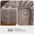 thumbnail image 4 of MooMee 100% Washed Cotton Queen Fitted Sheet Only Linen Like Textured Extra-Deep Pocket Breathable Soft 1-Piece(Mauve Brown, 60"x80"), 4 of 6