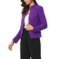 thumbnail image 4 of INSPIRE CHIC Open Front Blazers for Women's Casual Long Sleeves Buttons Office Suit Jacket M Dark Purple, 4 of 6