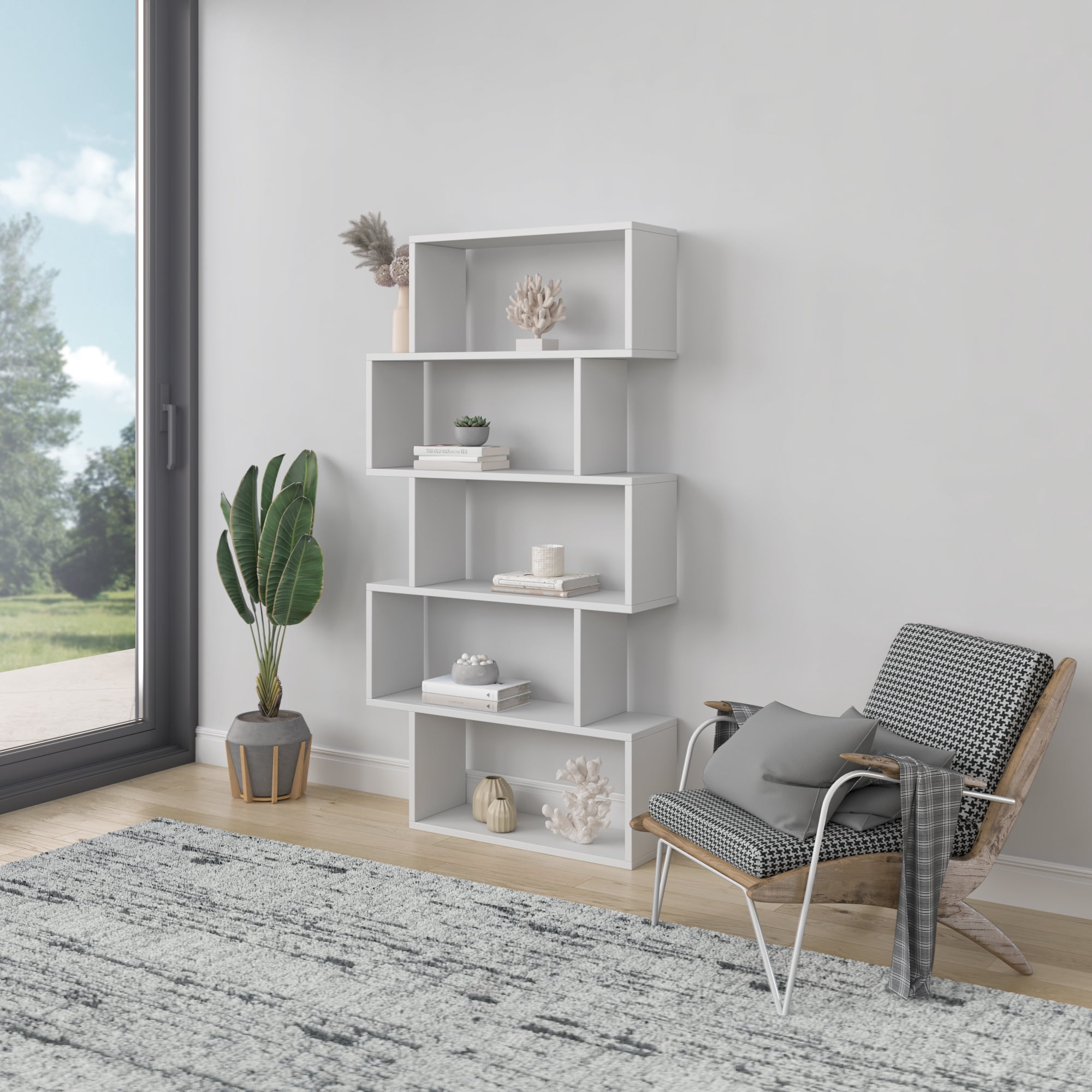 Ada Home Decor Barclay Multiple Tier Open Shelf Modern Bookcase, White