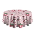 thumbnail image 5 of Red Strawberry Plants Fruit Rabbit Pink Pattern Round Tablecloth 60"x60",Wrinkle Wipeable Table Cloth for Kitchen Dining Room Picnic Patio Party, 5 of 6