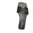 thumbnail image 2 of Miluxas Women's Rhinestone Sandals Glitter Strappy Sequin Shoes Square Toe Slide Flat Sandals Black 9.5(43), 2 of 6