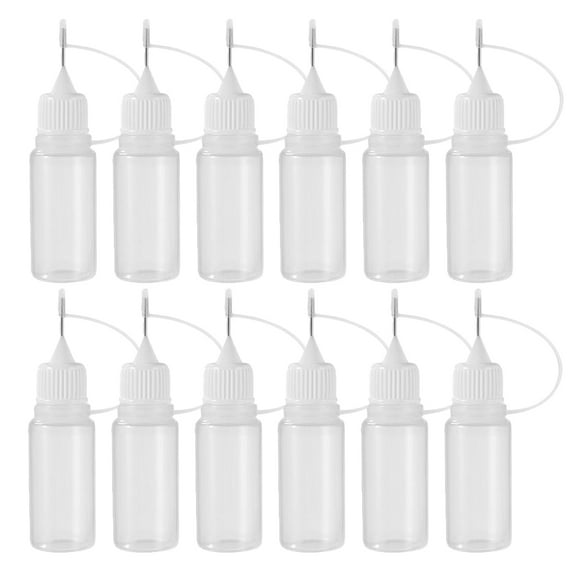 Raindrops 12PCS Small Plastic Bottles for Liquids with Precision Tip for Glue Oil Dispensing Empty Craft and Sewing Bottles 5ml