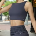 thumbnail image 3 of Women's Sleeveless Crop Top with High Neckline - Small, Navy, 3 of 7