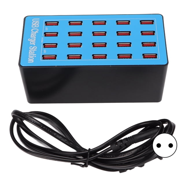 Estación de carga rápida con cargador concentrador USB de 20 puertos - Adaptador de corriente WLXA5+ de 100 W (enchufe de la UE)