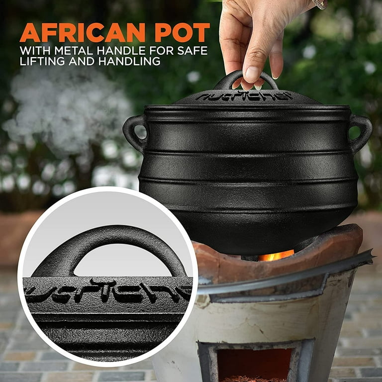 NutriChef 5.6 Liters Pre-Season Three-legged Cauldron Potjie African Pot  Heavy-Duty Tripod Cookware