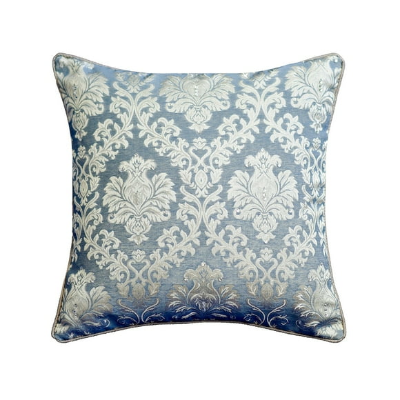 Cushion Cover Sofa, Decorative Blue 16"x16" (40x40 cm) Cushion Covers, Jacquard Damask, Crystal & Victorian Throw Pillows For Sofa, Abstract Pattern Victorian Style - Audrey