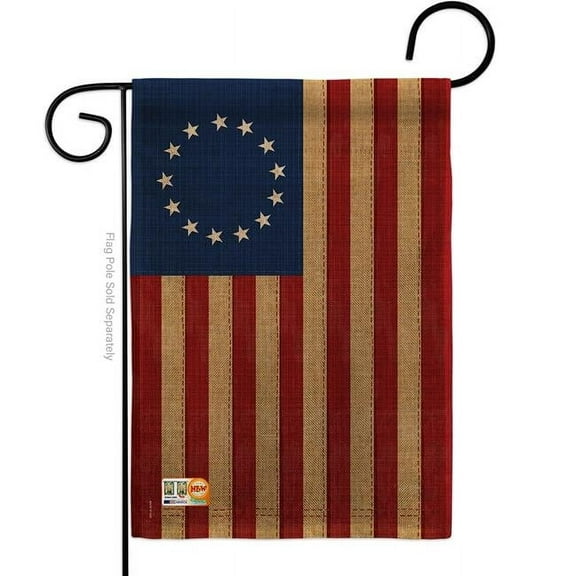 13 x 18.5 in. Betsy Ross Vintage Burlap Americana Historic Impressions Decorative Vertical Double Sided Garden Flag