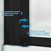 Sunny Shower Hinged Frameless Pivot Matte Black Shower Door 34 in. W x 72 in. H 1/4 in. Glass