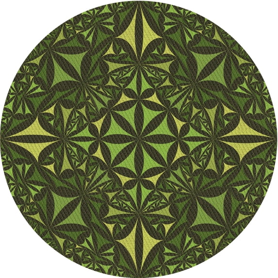 Ahgly Company Indoor Round Patterned Dark Forest Green Area Rugs, 6' Round