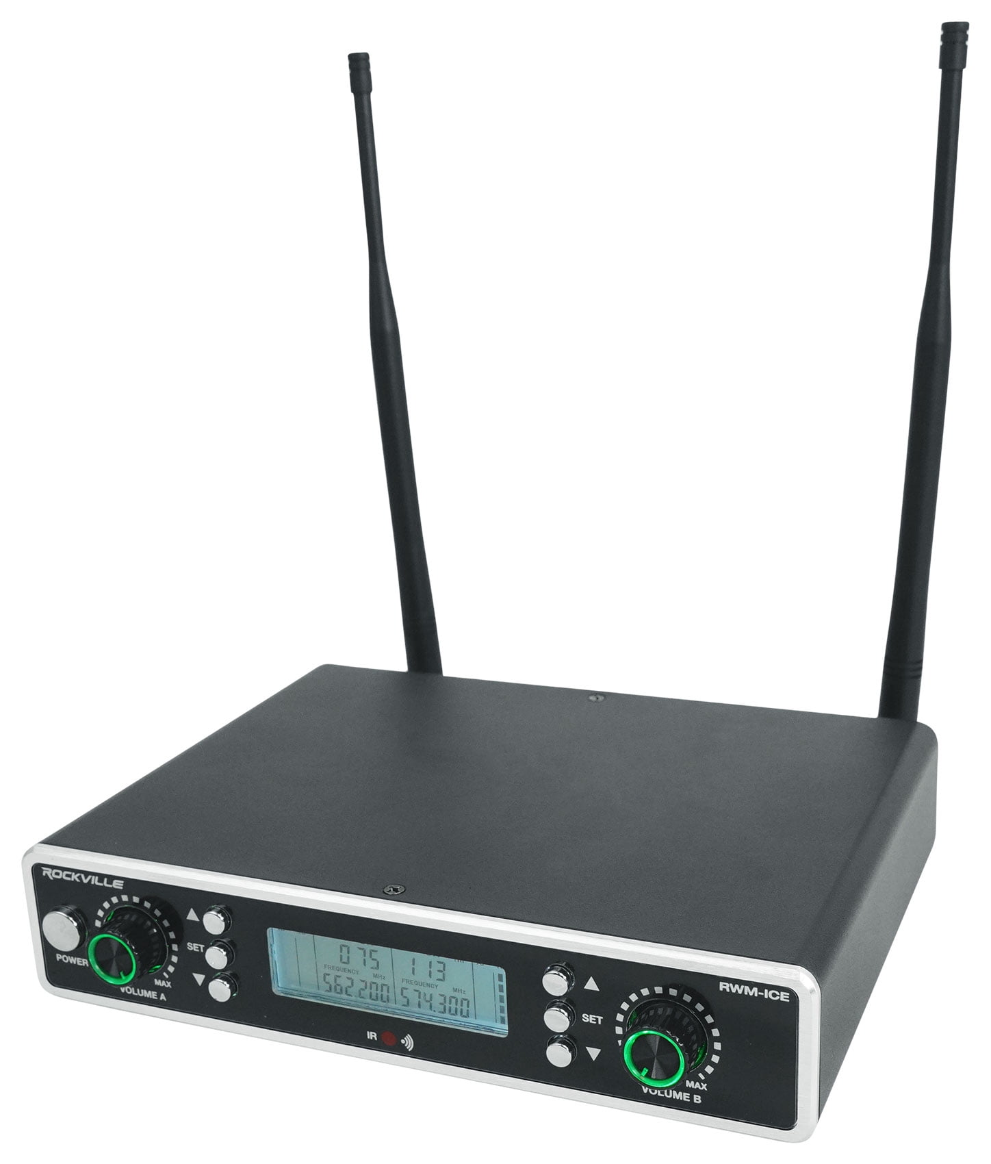 Rockville RWM-ICE Dual UHF 100 Chan. Diamond Handheld Wireless Microphone System