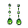 thumbnail image 2 of Bling Jewelry Womens Classic Bridal Triple Round Pave Green CZ Dangle Chandelier Earrings GoldSilver, 2 of 6