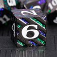 thumbnail image 3 of Dados de mazmorras y dragones Dados de rayas metálicas con estuche de regalo Juegos de dados poliédricos de metal para juegos de mesa Juego de rol D&D (níquel negro-verde púrpura), 3 of 5
