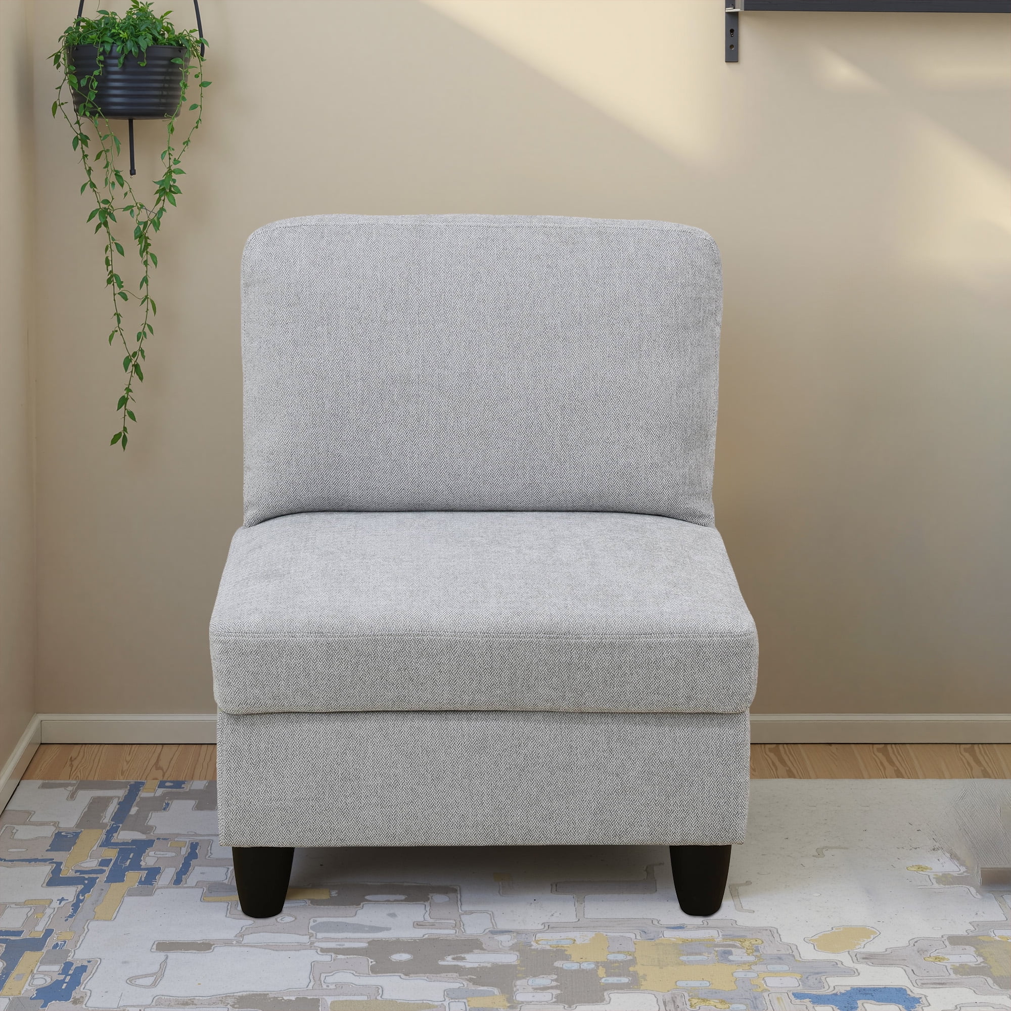 MAYEERTY 118" Flannel 8-Piece Soft Skin Free Splicing Living Room Sofa Set,Gray