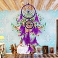 thumbnail image 2 of KEINXS Double Ring Purple Feather Dream Catcher Wall Hanging Home Car Decor Craft, 2 of 6