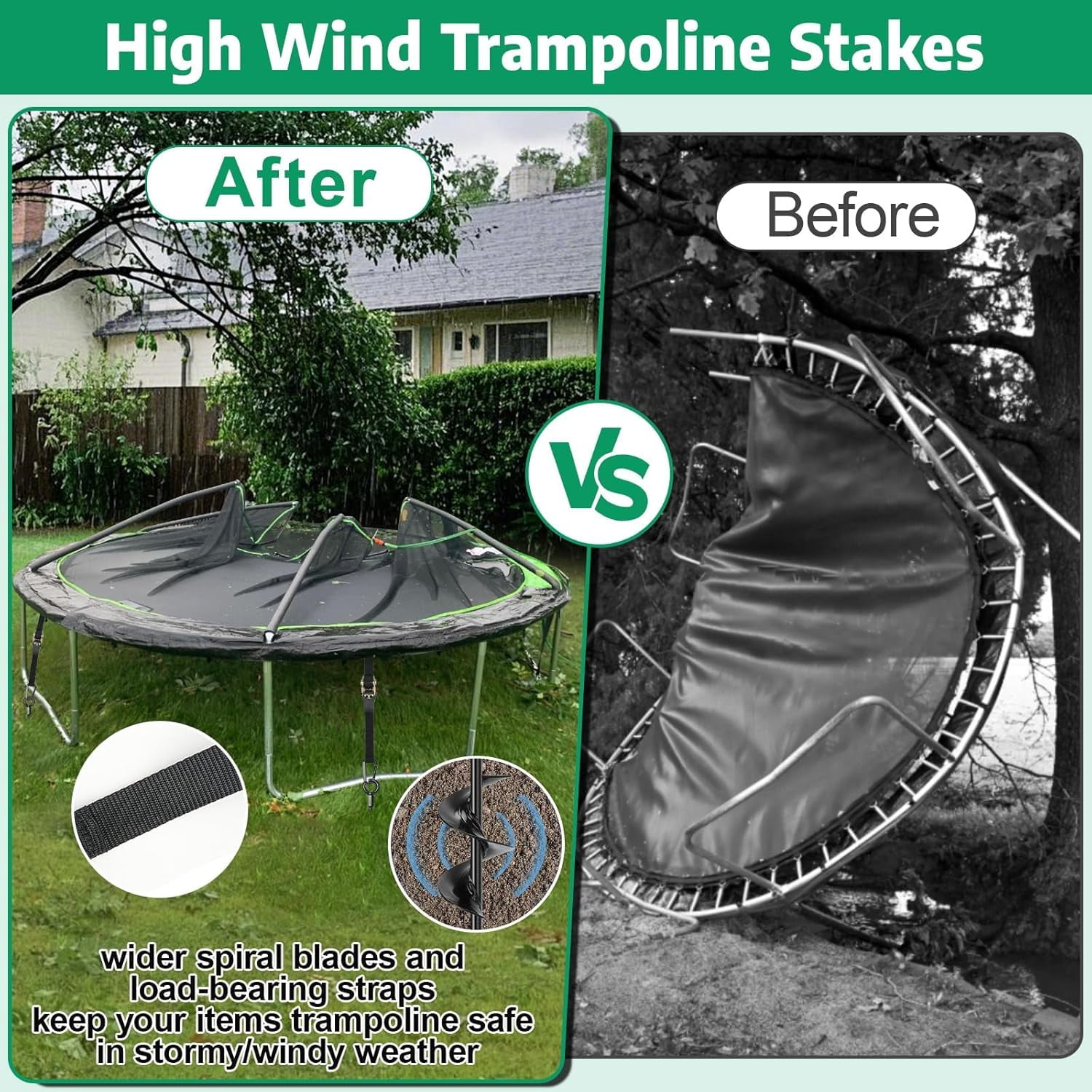 Ground Anchors 6 Pack 18 Inch RV Awning Tie Down Kit Heavy Duty  Tent Stakes with Ratchet Straps for Trampoline Swing Set Carport