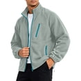 thumbnail image 4 of Men's Full Zip Fleece Jacket Lightweight Warm Soft Polar Jackets Long Sleeve Stand Collar Outdoor Hiking Casual Coat, 4 of 5