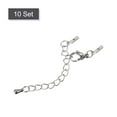 thumbnail image 3 of 10Sets Fold Over Cord Ends with Lobster Claw Clasps Extender Chain 1mm Silver, 3 of 7