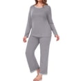 thumbnail image 3 of Cueply Womens Plus Size Pajamas Long Sleeve Pjs Sets Loungewear Sleepwear 1X-4X, 3 of 7