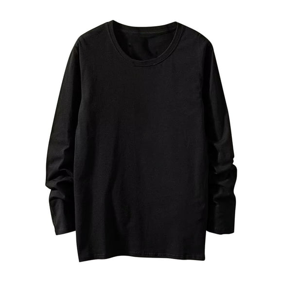 fatyb Long Sleeve T-Shirts Mens Crew Neck Cotton Tee Shirts Casual Plain Lightweight Basic Tops for Men