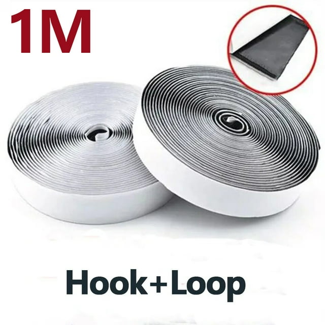 25Meter Strong Double Sided Self Adhesive Hook and Loop Fastener Tape Nylon Sticker Adhesive velcros Strap DIY Craft Accessories black 1Meter 25mm Wide