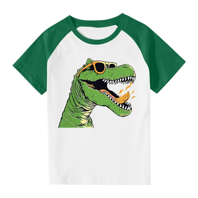 RXIRUCGD 2025 Vêtements d'Été pour Enfants Tout-Petits Garçons Filles Mode Mignon Col Rond Imprimé Manches Courtes Haut