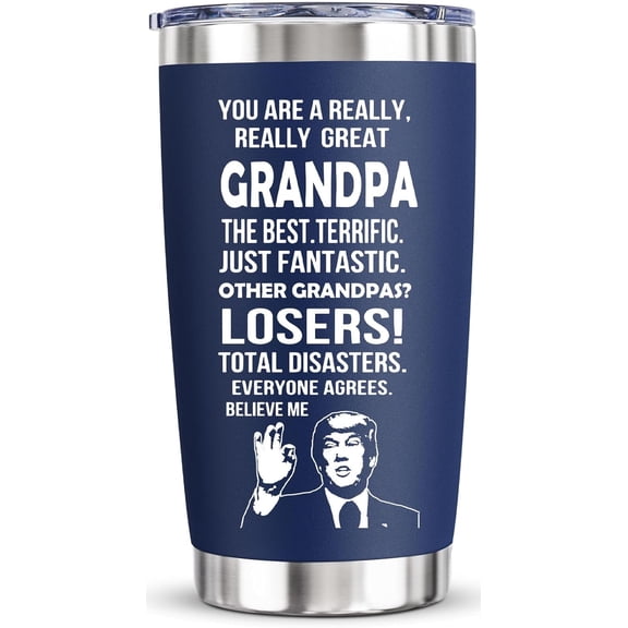 Funny Birthday Gifts for Grandpa - You''re a Great Grandpa Tumbler for Papa from Granddaughter Grandson, Fathers Day Birthday Christmas Gift for Papa, 20 Oz Vacuum Insulated Tumbler Cup