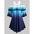 thumbnail image 1 of Abrir hombro volantes O Ring Ombre más tapa del tamaño Rosegal Camisetas tallas grandes, 1 of 5