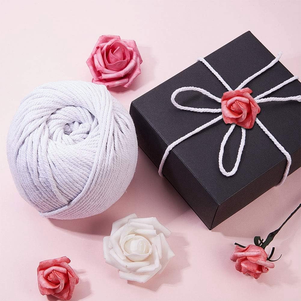1 roll Macrame Cotton Cord Twisted Cotton Rope for Wall Hanging Plant Hangers Crafts and Wedding Decorations Floral White 3mm 218.72 yards(200m)/roll