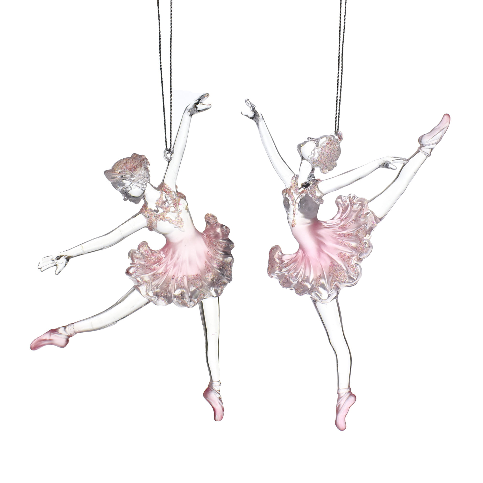 NEW PINK BALLERINA CHRISTMAS ORNAMENTS CRYSTAL LIKE SPARKLY PINK LARGE DANCER
