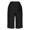 thumbnail image 4 of Dpytoraw Shorts For Women Knee Length Linen Wide Leg High Waisted Beach Summer Pants Casual Vacation Short Pant Women's Casual Pants With Pockets Black L, 4 of 4