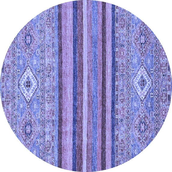 Ahgly Company Indoor Round Abstract Blue Modern Area Rugs, 8' Round