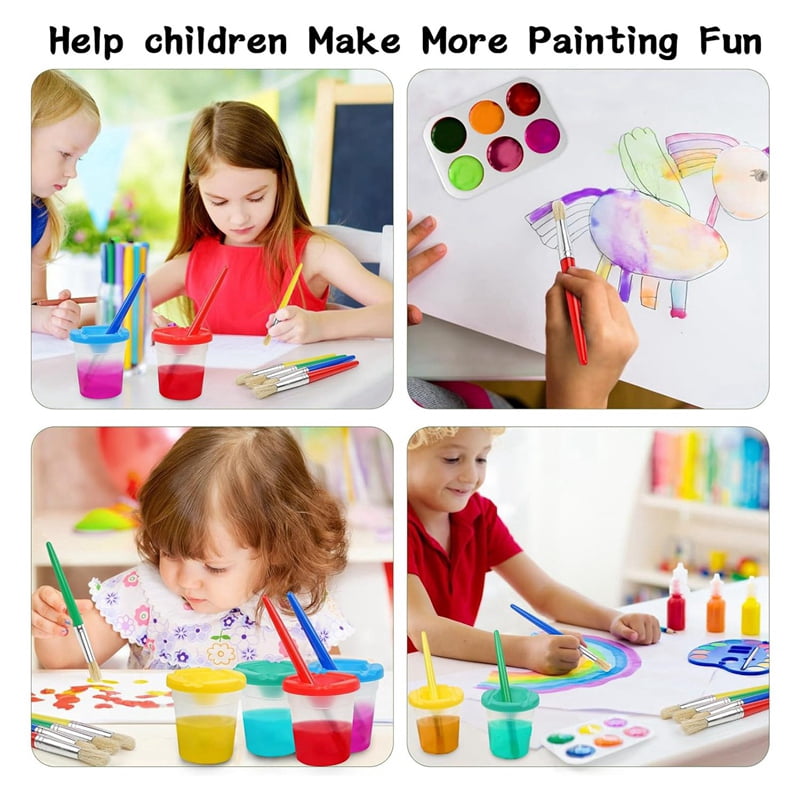 Kids Paint Brushes, 68Pcs Childrens Paint Brushes Set, Colorful Paint Brushes for Children Toddlers Beginners, Face