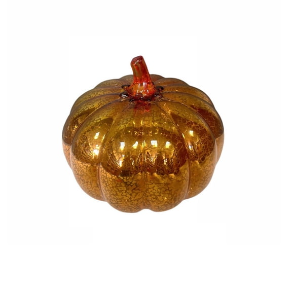 Halloween Pumpkin Decorations Indoor Halloween Table Decorations Golden Mercury Glass Fall Pumpkin Decor Small Halloween Accent for Home Mantel Shelf 1 Piece