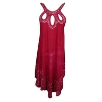 Mogul Women's Summer Sleeveless Tank Dress Tie Dye Swing Flowy Gypsy Hippie Chic Flared Beach Bikini Cover Up Sundress