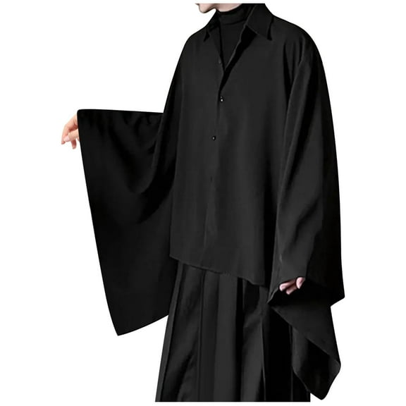 FAWUUDO Men's Irregular Long Sleeve T-Shirt Slim Turtleneck Asymmetric Hem Slim Fitted Punk Tight Tops Black