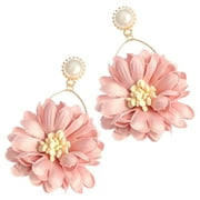 Fabric Earrings Flower for Women Jewelry Drop Pearl Chrysanthemum Trendy Womens Girls Miss