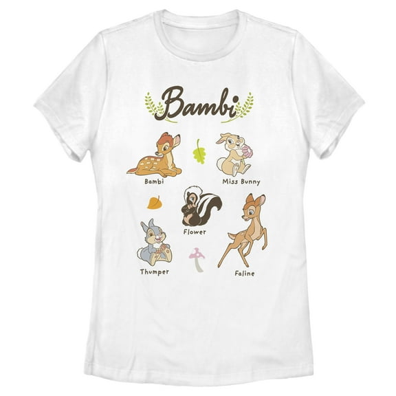 Women's Bambi Character Names  Graphic Tee White X Large