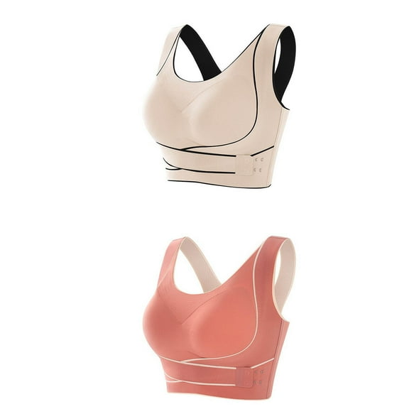 cfhntfmh 2pc Sports Bras for Women Fashion No Underwire Side Cross Buckle Liftup Bras Wirefree Seamless Running Bralettes