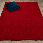 Red Rug Berrnour Home Berrland Solid Plush Soft Living Room Bedroom Area Rug 5