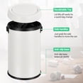 thumbnail image 3 of 17 Gallon / 65L Stainless Steel SwingTop Trash Can, Commercial Heavy-Duty Round Garbage Bin with Quiet Swing Lid, Large Waste Container for Kitchen, Restaurant, Office, or Public Space, White, 3 of 6