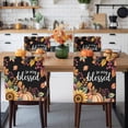 thumbnail image 3 of Fall Thanksgiving Chair Covers Set of 6 Autumn Harvest Pumpkin Jam Leaves Chair Back Covers Stretch Removable Washable Slipcovers Protector for Dining Room Kitchen Party Decor, 3 of 5