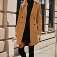 thumbnail image 4 of Fnooota Womens Mid-length Peacoats, Lapel Collar Long Sleeve Double Breasted Winter Blended Wool Coats for Women Khaki Size S-2XL, 4 of 8