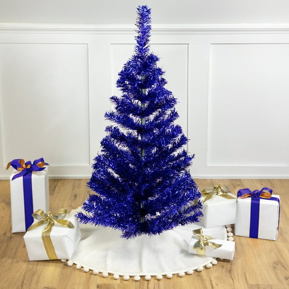 Northlight Artificial Tinsel Christmas Tree - 3' - Deep Blue - Unlit