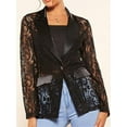 thumbnail image 5 of Michellecmm Women's Fashion Blazer Floral Lace Mesh Single Button Lapel Long Sleeve Elegant Jacket Blazer, 5 of 8