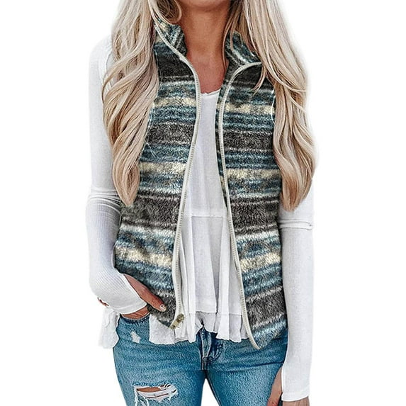Lumento Women Loose Winter Warm Jacket Vest Plush Zip-Up Sherpa Jackets Casual Sleeveless Waistcoat With Pockets Gray XL