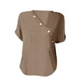 thumbnail image 2 of Womens Blouses Solid Color Button Stylish Loose Short Sleeved Women's T Shirt Going Out Tops for Women, 2 of 4